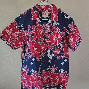Tropical Red and Blue Floral Men's Shirt